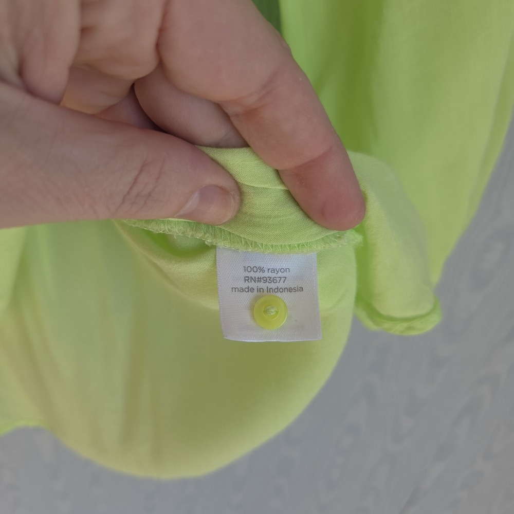 Womens M Sheer Peasant Top Pastel Green 3/4 Sleeve Button Down Boho Fairy Grunge - Picture 6 of 9